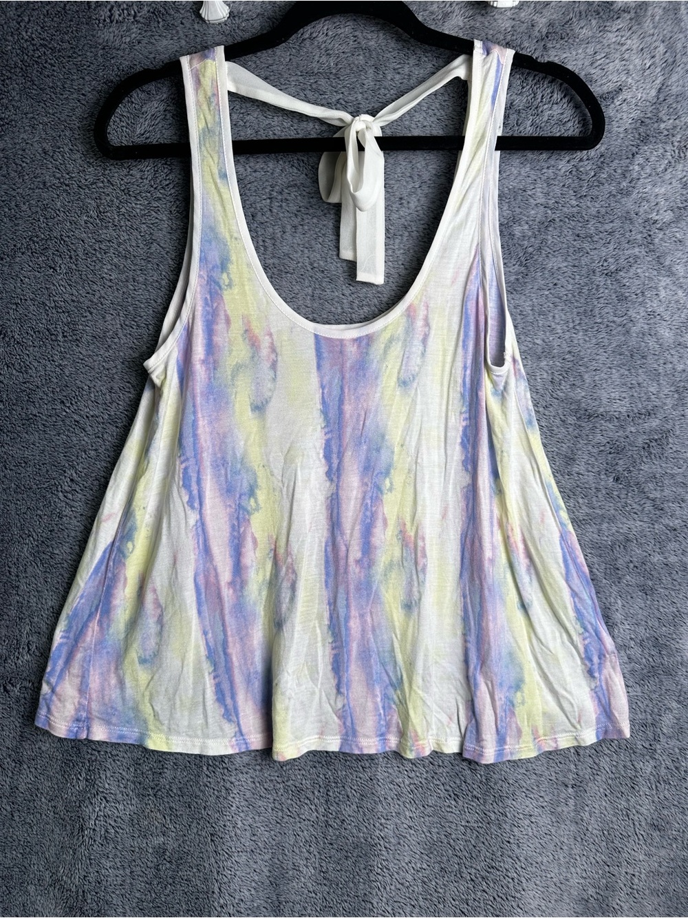 Sleeveless Tie-Back Tank Top in Pastel Tie-Dye